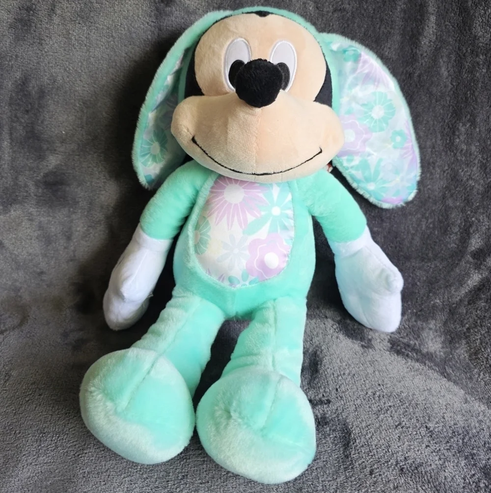 New original Disney store Easter Bunny medium Plush Mickey Mouse with bunny ears